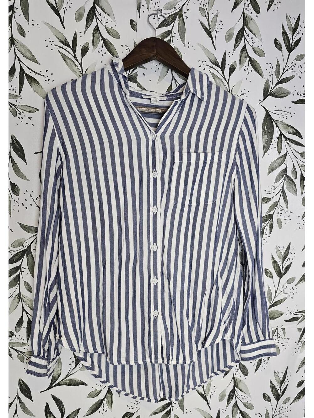 Beach Lunch Lounge Shirt Blue & White Womens Size S
